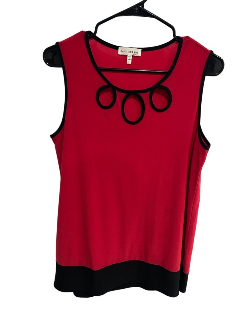 Faith And Joy Red Sleeveless Top Cutout Neckline Size Large Minimalist Preppy
